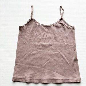 Brandy Melville John Galt Ribbed Seamless Tank in Taupe Brown
